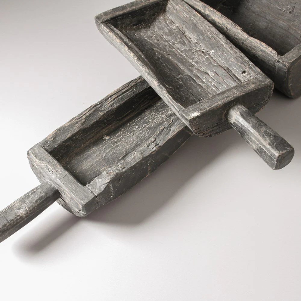 Vintage Indian Tray with Handle - Black - Image 3